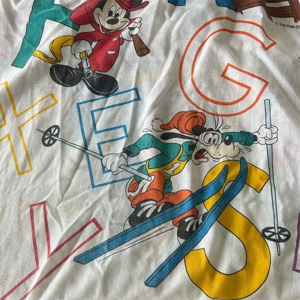 Disney Toddler Sheet Set Mickey & Friends Alphabet Theme Vintage USA Made